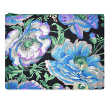 Load image into Gallery viewer, Purple Aqua Floral Zippered Case with Koi Zipper Pull