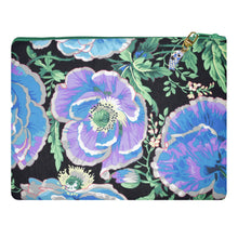 Load image into Gallery viewer, Purple Aqua Floral Zippered Case with Koi Zipper Pull