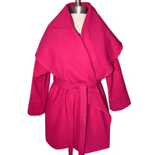 Load image into Gallery viewer, Luxurious Soft Italian Fuschia Cashmere Blend Wrap Coat with Roll Collar