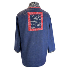 Load image into Gallery viewer, One of a Kind Indigo Cotton Lined Kimono Jacket with Contrast Neckband