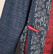 Load image into Gallery viewer, Handcrafted Indigo Cotton Lined Kimono Jacket with Contrast Neckband