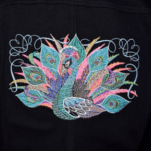 Load image into Gallery viewer, Fashionable Black Stretch Denim Embroidered Peacock Jacket XXL