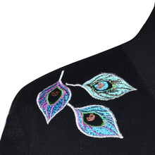 Load image into Gallery viewer, Fashionable Black Stretch Denim Embroidered Peacock Jacket XXL
