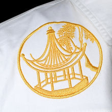 Load image into Gallery viewer, Embroidered Oriental Motif White Denim Jacket LG