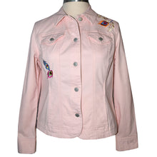 Load image into Gallery viewer, Embroidered Peacock Pink Denim Jacket M