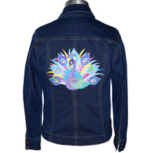 Load image into Gallery viewer, Peacock Embroidered Blue Denim Jacket MED
