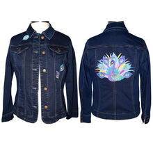 Load image into Gallery viewer, Peacock Embroidered Blue Denim Jacket MED