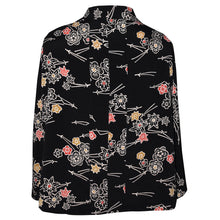 Load image into Gallery viewer, Unique Japanese Black Print Silk Crepe Kimono Style Jacket