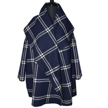 Load image into Gallery viewer, Gorgeous Navy Plaid Wool Cape with Tie