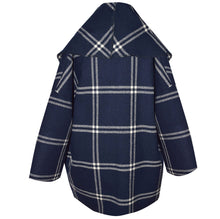 Load image into Gallery viewer, Gorgeous Navy Plaid Wool Cape with Tie