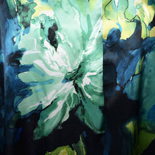 Load image into Gallery viewer, Shimmery Blue Floral Print Silk Charmeuse Poncho