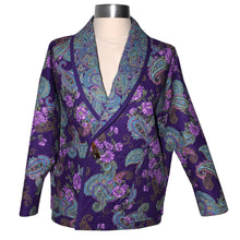 Load image into Gallery viewer, Cozy Quilted Purple Print Lined Jacket with Raglan Sleeves