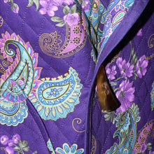Load image into Gallery viewer, Cozy Quilted Purple Print Lined Jacket with Raglan Sleeves