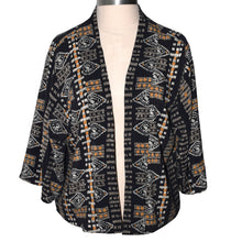 Load image into Gallery viewer, Luxurious Black & Gold Crow Pattern Crepe de Chine Silk Kimono Jacket