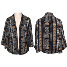 Load image into Gallery viewer, Luxurious Black & Gold Crow Pattern Crepe de Chine Silk Kimono Jacket