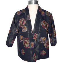 Load image into Gallery viewer, Handcrafted Navy Asian Print Cotton Kimono Style Jacket