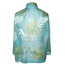 Load image into Gallery viewer, Beautiful Fern Aqua Sheer Silk Devore Kimono Jacket