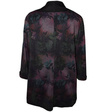 Load image into Gallery viewer, Beautiful Floral on Black Ponte Knit Wrap Jacket with Flap Collar
