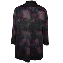 Load image into Gallery viewer, Beautiful Floral on Black Ponte Knit Wrap Jacket with Flap Collar