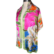 Load image into Gallery viewer, Exquisite One of a Kind Tiger Lilies Floral Silk Scarf/Shawl