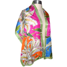 Load image into Gallery viewer, Exquisite One of a Kind Tiger Lilies Floral Silk Scarf/Shawl