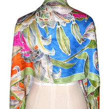 Load image into Gallery viewer, Exquisite One of a Kind Tiger Lilies Floral Silk Scarf/Shawl