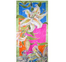Load image into Gallery viewer, Exquisite One of a Kind Tiger Lilies Floral Silk Scarf/Shawl