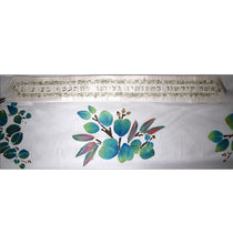 Load image into Gallery viewer, Blue Green Eucalyptus on White Handpainted Silk Tallit Prayer Shawl