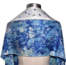Load image into Gallery viewer, Blue Turquoise Crackle Hand Painted Jacquard Silk Tallit Prayer Shawl