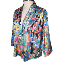 Load image into Gallery viewer, Luxurious Multicolor Print Charmeuse Kimono Jacket