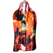 Load image into Gallery viewer, Beautiful Pink, Red, Yellow Floral Print Silk Charmeuse Scarf
