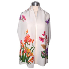 Load image into Gallery viewer, Luxurious Handpainted Multicolor Floral Silk Scarf/Shawl