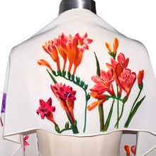 Load image into Gallery viewer, Luxurious Handpainted Multicolor Floral Silk Scarf/Shawl
