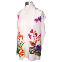 Load image into Gallery viewer, Luxurious Handpainted Multicolor Floral Silk Scarf/Shawl