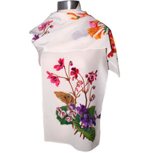 Load image into Gallery viewer, Luxurious Handpainted Multicolor Floral Silk Scarf/Shawl