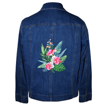 Load image into Gallery viewer, Beautiful Embroidered Tropical Flowers Denim Jeans Jacket XL