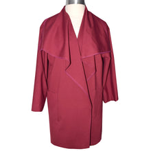 Load image into Gallery viewer, Flattering Burgundy Stretch Knit Wrap Coat
