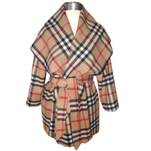 Load image into Gallery viewer, Super Soft Classic Plaid Wool Blend Wrap Coat