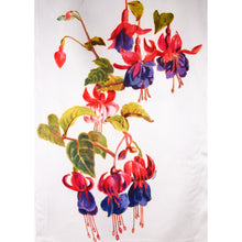 Load image into Gallery viewer, Exquisite Handpainted Fuschia and Sweet Pea Floral Silk Scarf/Wrap