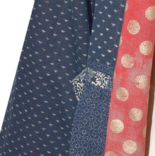 Load image into Gallery viewer, Handcrafted Indigo Print Cotton Kimono Jacket with Contrast Patchwork Neckband