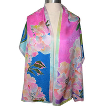 Load image into Gallery viewer, Handpainted Rose Floral Jacquard Silk Wrap
