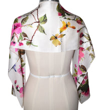 Load image into Gallery viewer, Handpainted Cherry Blossoms with Butterflies Charmeuse Silk Scarf
