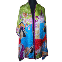 Load image into Gallery viewer, Luxurious Handpainted Japanese Geisha Jacquard Silk Wrap