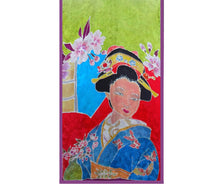 Load image into Gallery viewer, Luxurious Handpainted Japanese Geisha Jacquard Silk Wrap