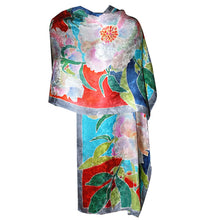 Load image into Gallery viewer, Hand Painted Peony Jacquard Silk Wrap