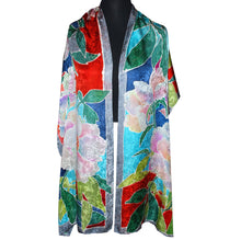 Load image into Gallery viewer, Hand Painted Peony Jacquard Silk Wrap