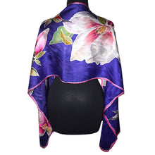 Load image into Gallery viewer, Purple Magnolia and Hummingbird Jacquard Silk Wrap