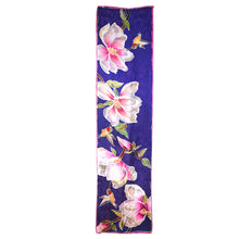 Load image into Gallery viewer, Purple Magnolia and Hummingbird Jacquard Silk Wrap