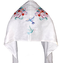 Load image into Gallery viewer, Pomegranate and Birds Machine Embroidered Linen Tallit Prayer Shawl
