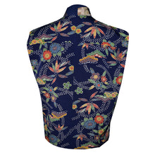 Load image into Gallery viewer, Handmade Japanese  Indigo Navy Print Silk Kimono Vest with Tie
